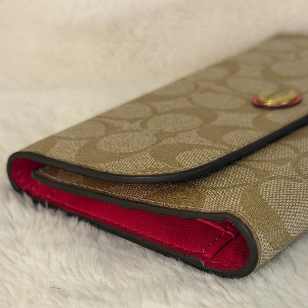 Coach Peyton Signature Monogram Continental Wallet - Picture 6 of 13